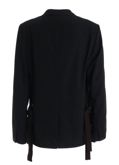 WASHER WOOL GABARDINE SIDE-BELTED JACKET