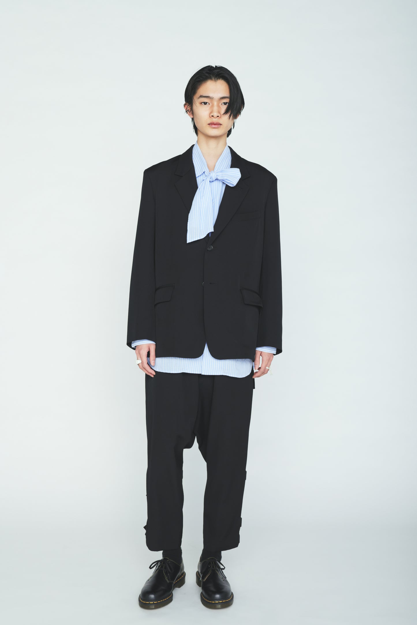 WASHER WOOL GABARDINE SIDE-BELTED JACKET