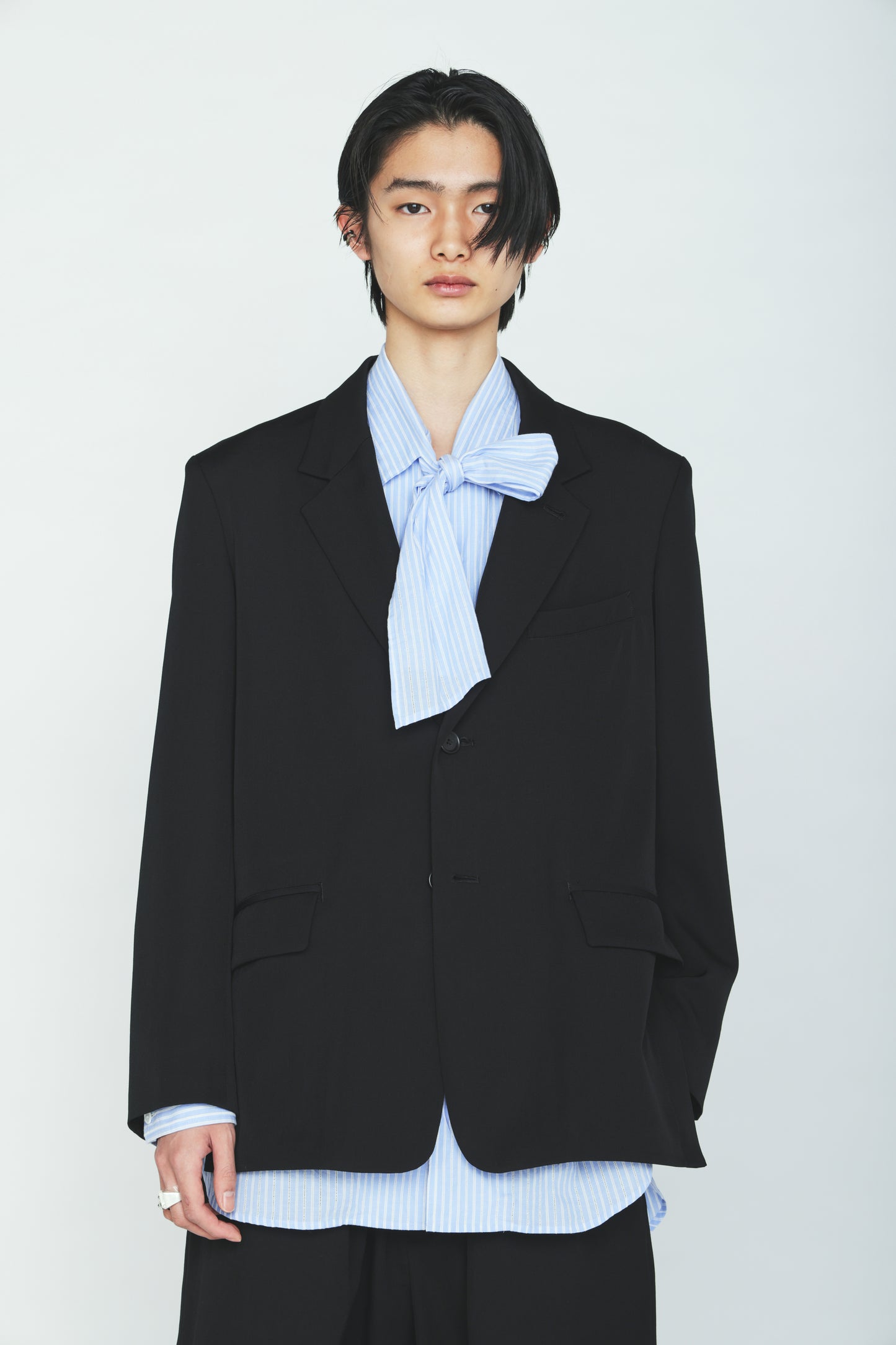 WASHER WOOL GABARDINE SIDE-BELTED JACKET