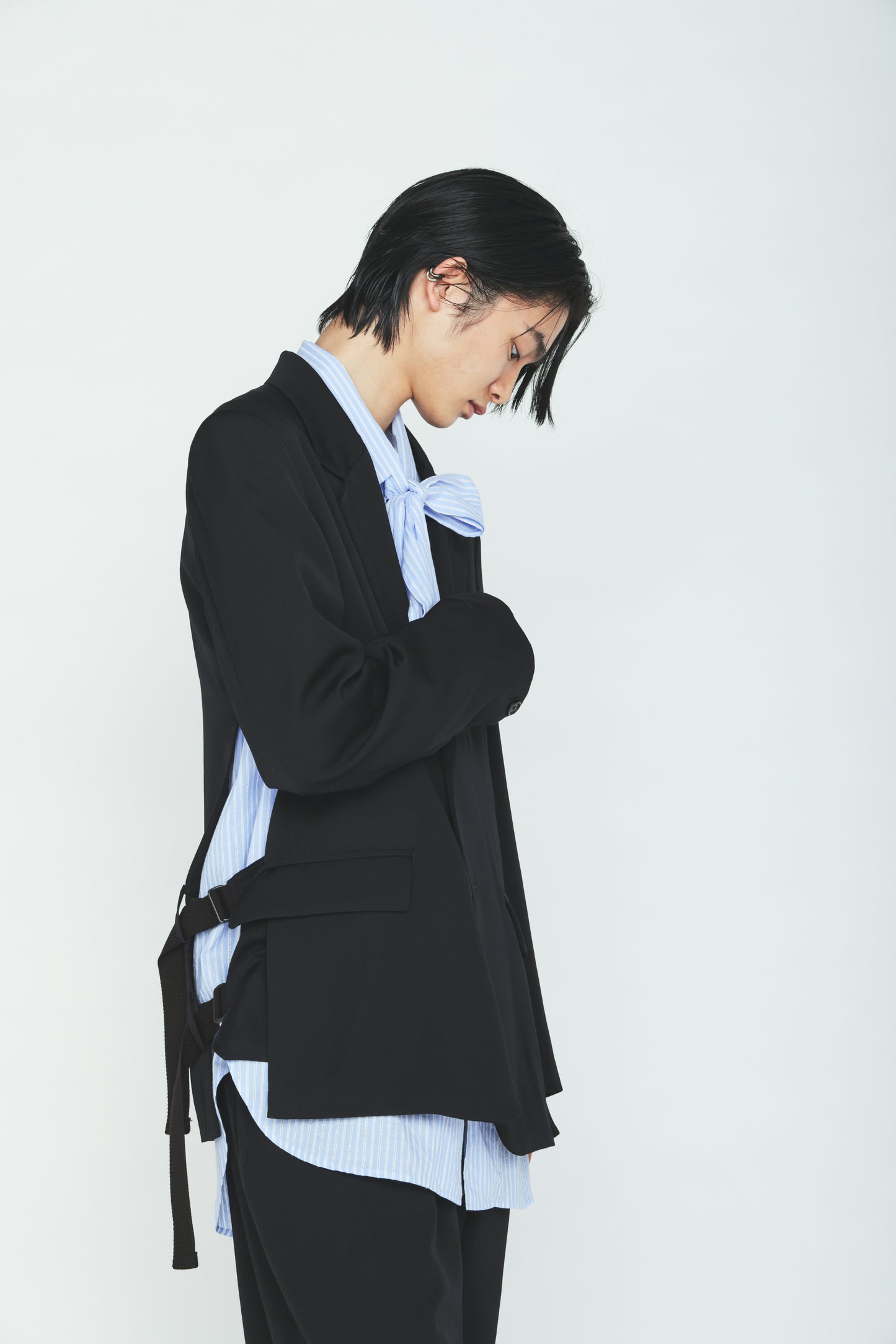 WASHER WOOL GABARDINE SIDE-BELTED JACKET