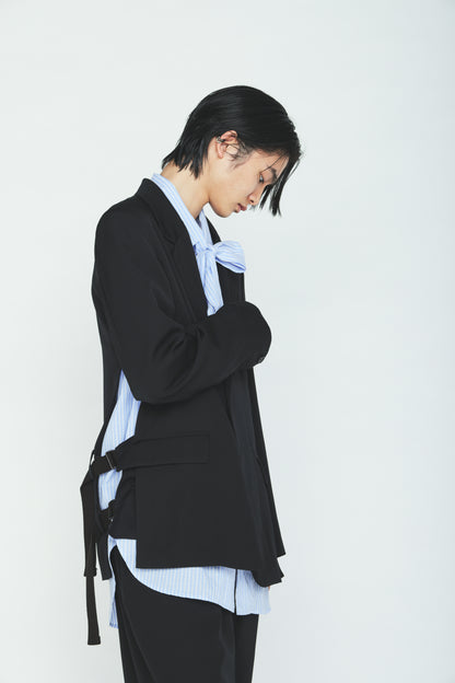 WASHER WOOL GABARDINE SIDE-BELTED JACKET