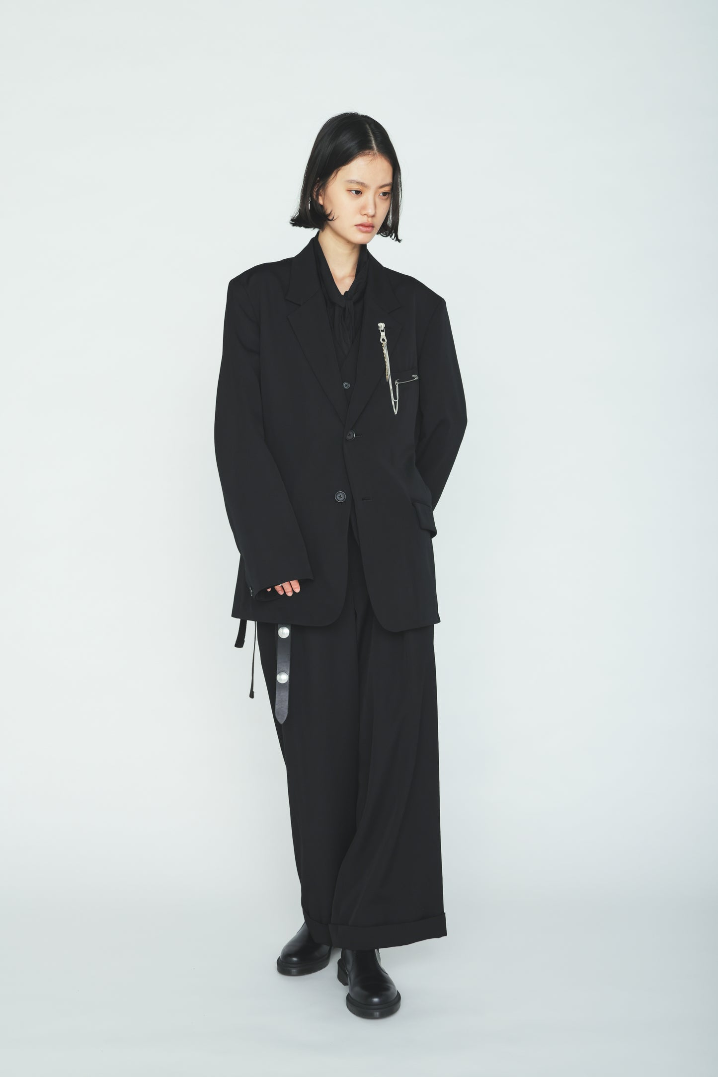 WASHER WOOL GABARDINE SIDE-BELTED JACKET