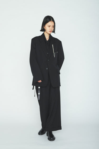 WASHER WOOL GABARDINE SIDE-BELTED JACKET