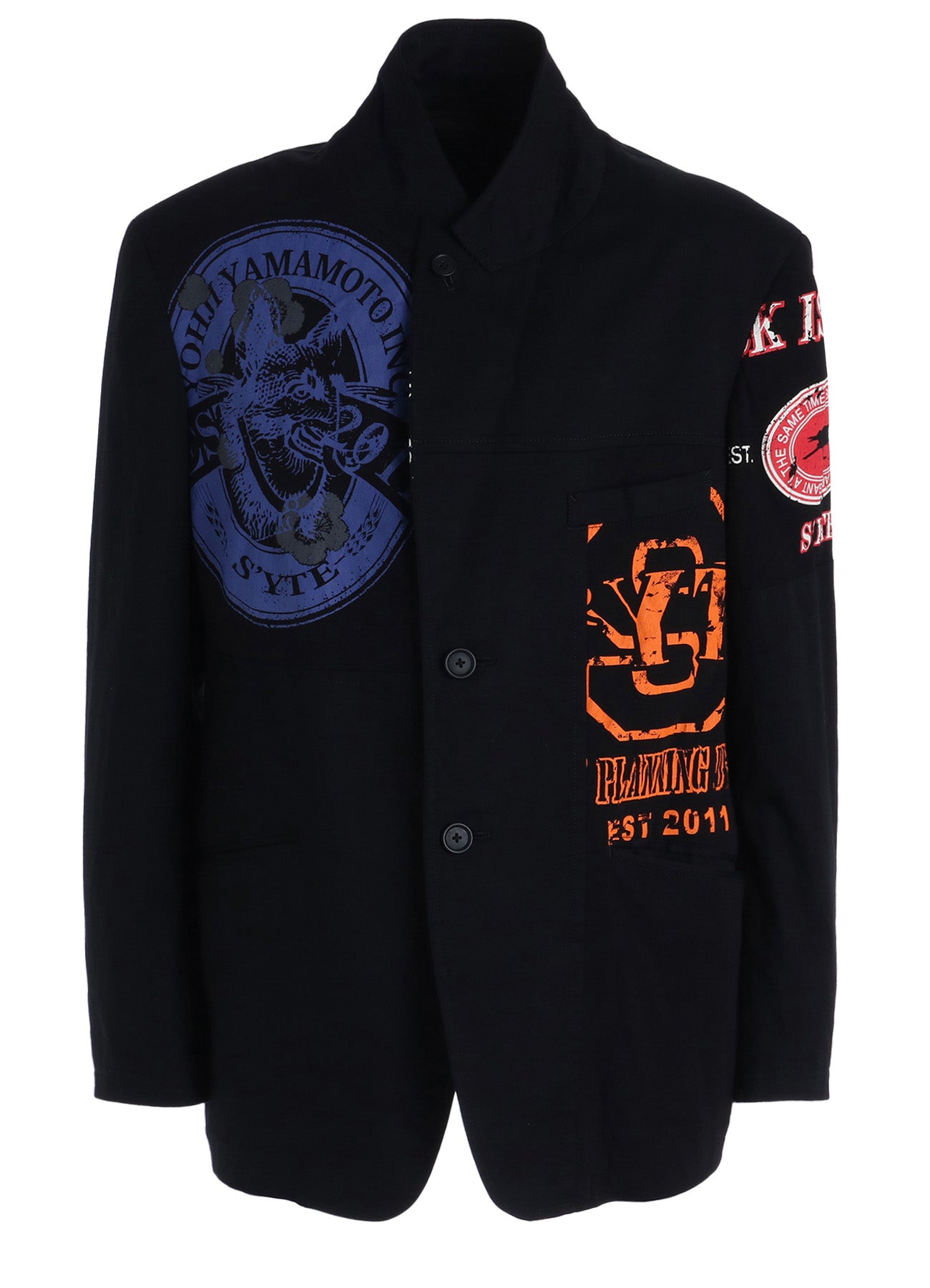 PRINTED PATCHWORK COTTON TWILL JACKET – THE SHOP YOHJI YAMAMOTO