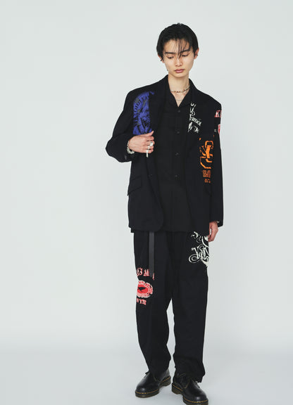 PRINTED PATCHWORK COTTON TWILL JACKET
