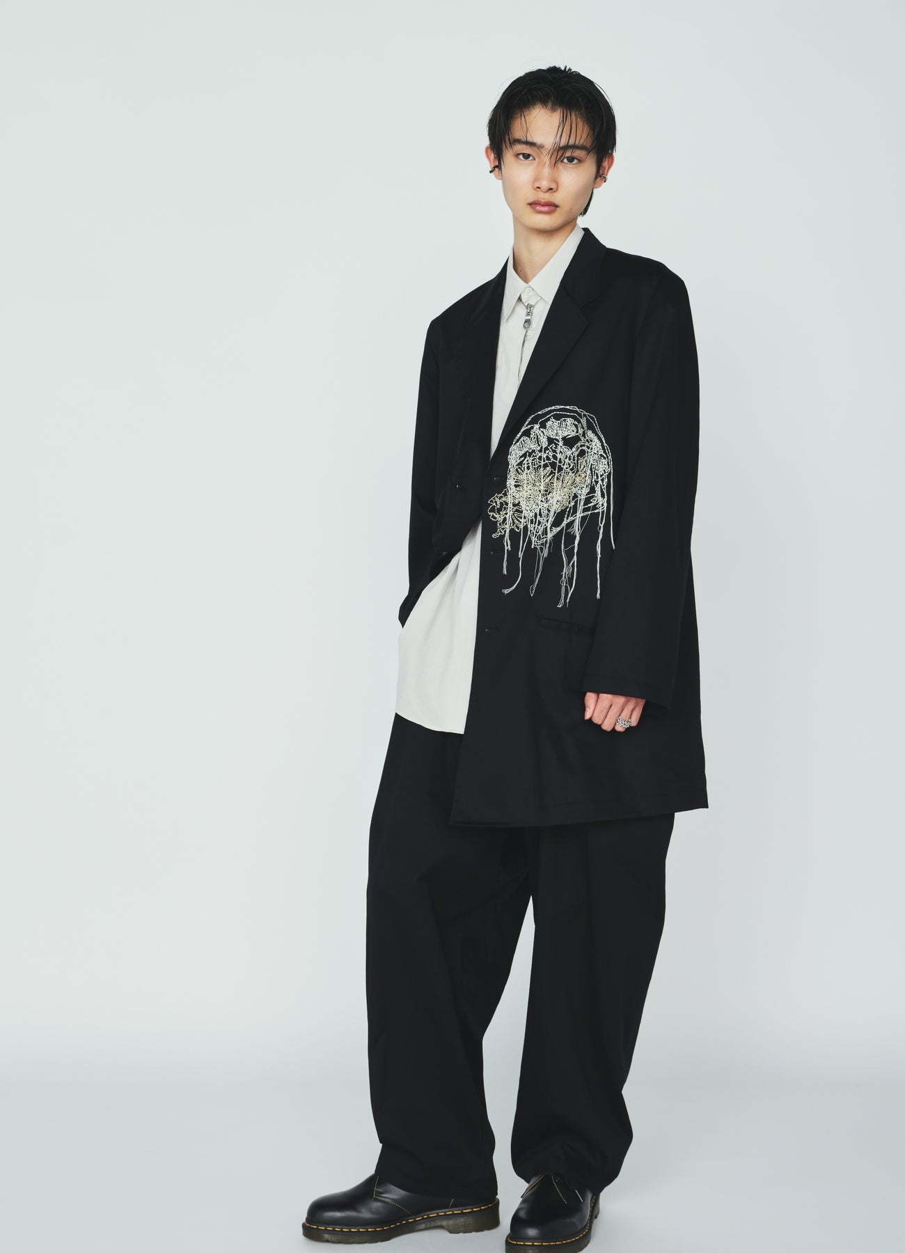 COTTON TWILL SKULL EMBROIDERY JACKET