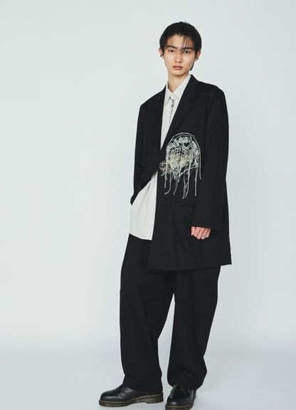 COTTON TWILL SKULL EMBROIDERY JACKET