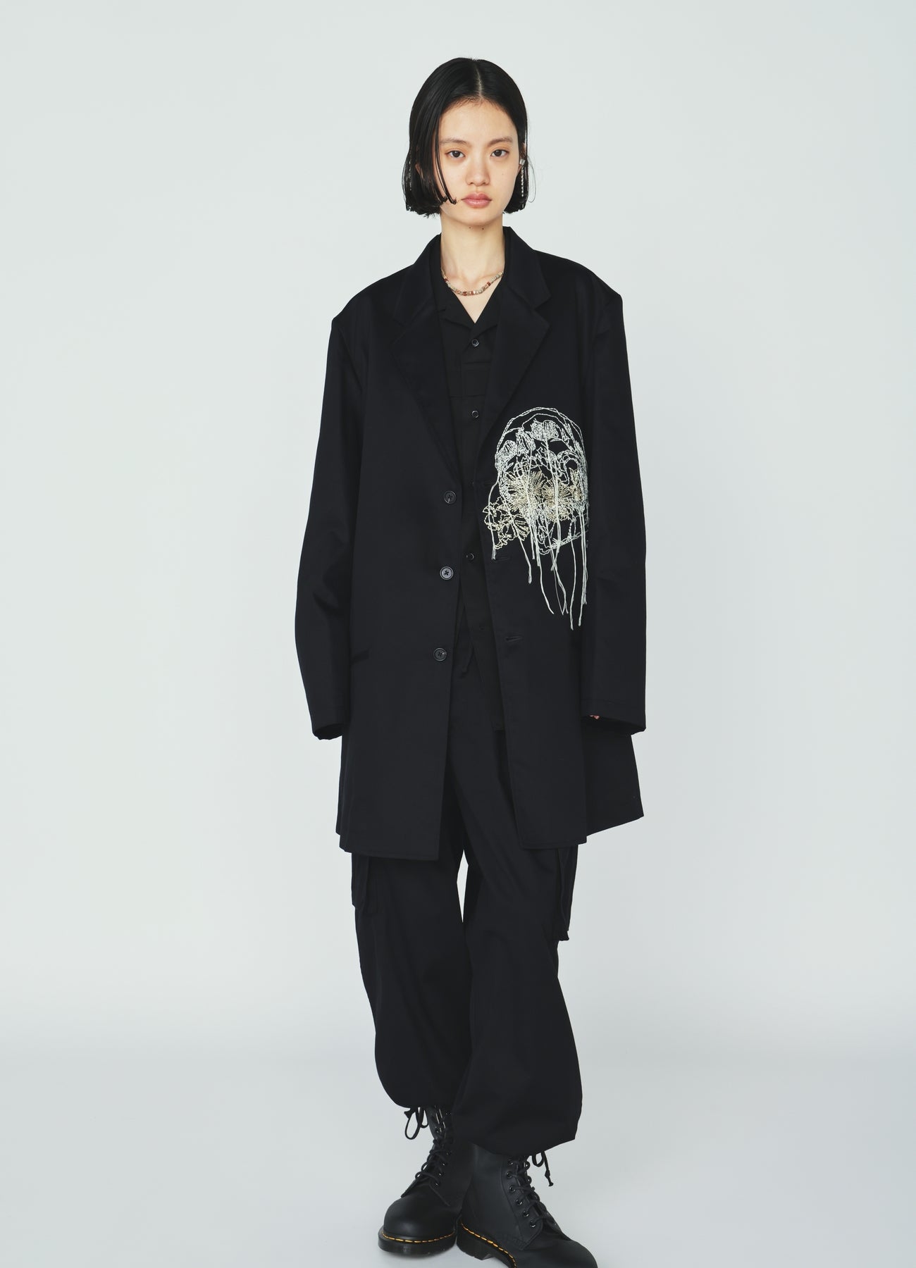 COTTON TWILL SKULL EMBROIDERY JACKET