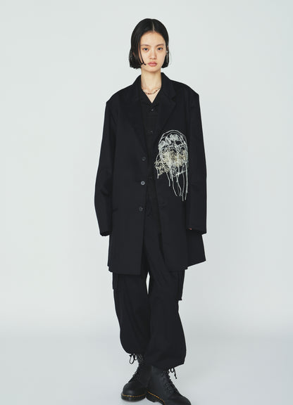 COTTON TWILL SKULL EMBROIDERY JACKET