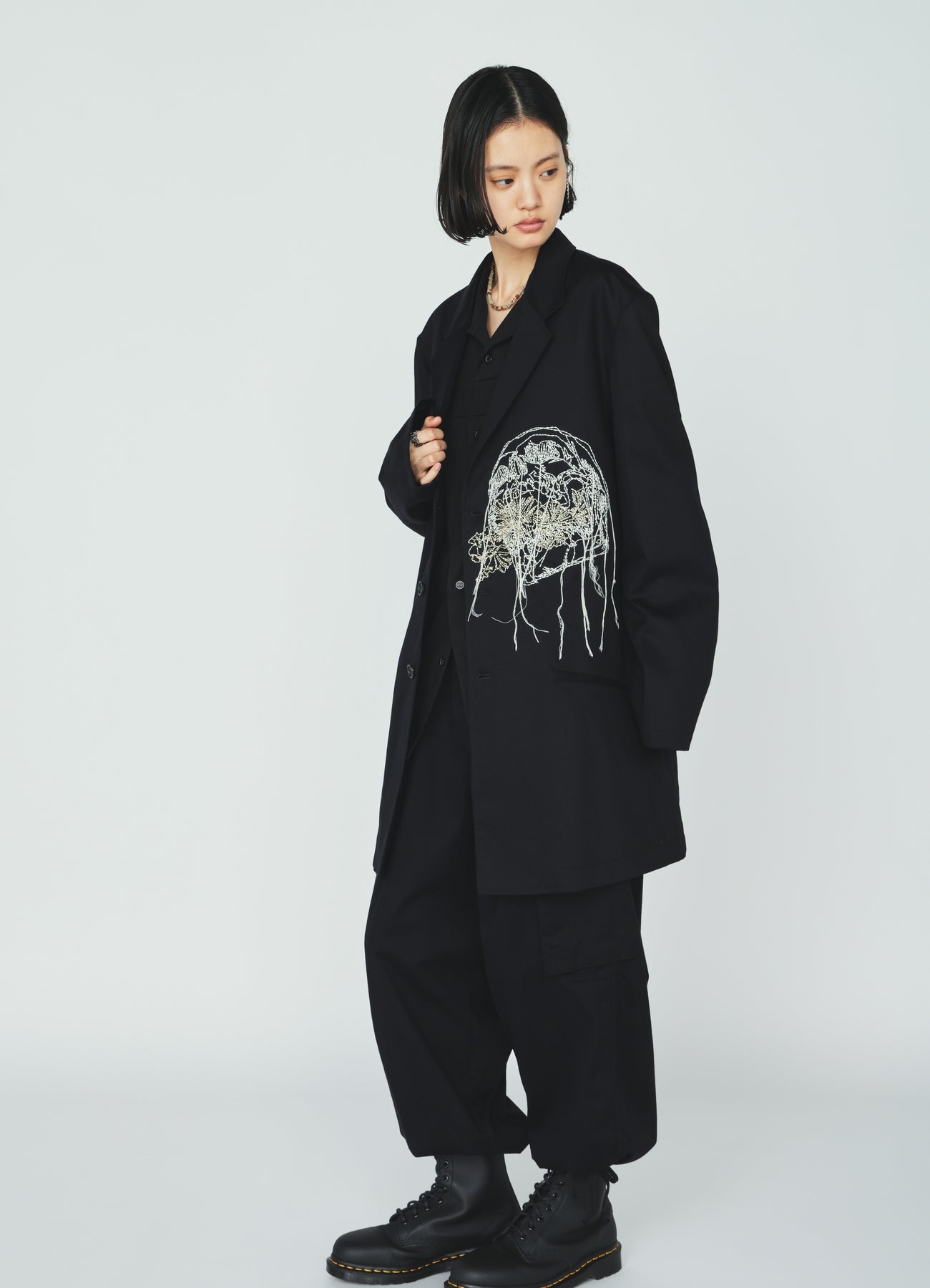 COTTON TWILL SKULL EMBROIDERY JACKET