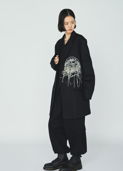 COTTON TWILL SKULL EMBROIDERY JACKET
