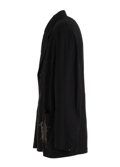ORGANIC COTTON WASHER ASYMMETRIC SASHIKO EMBROIDERY JACKET