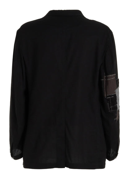 ORGANIC COTTON WASHER ASYMMETRIC SASHIKO EMBROIDERY JACKET