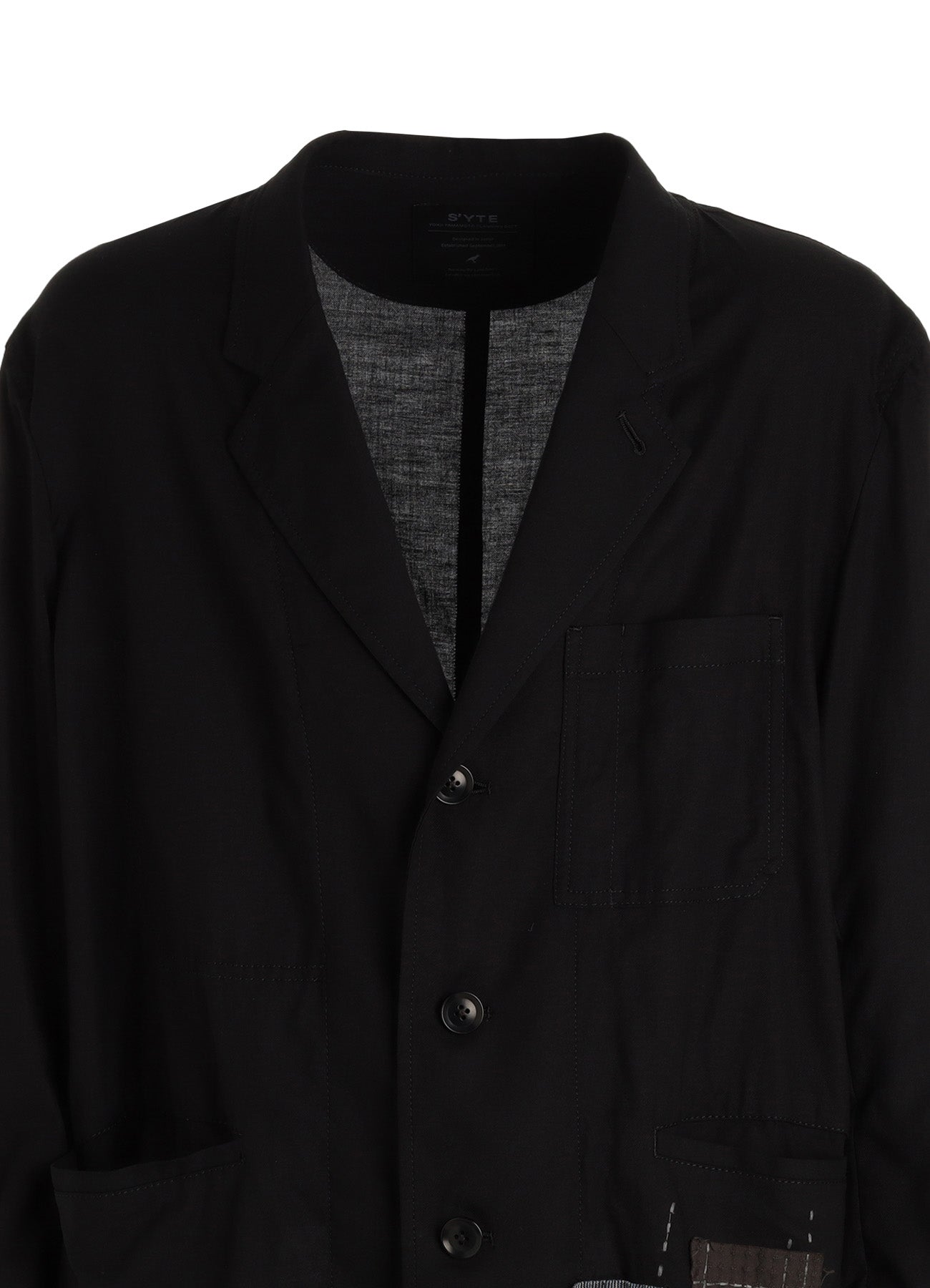 ORGANIC COTTON WASHER ASYMMETRIC SASHIKO EMBROIDERY JACKET