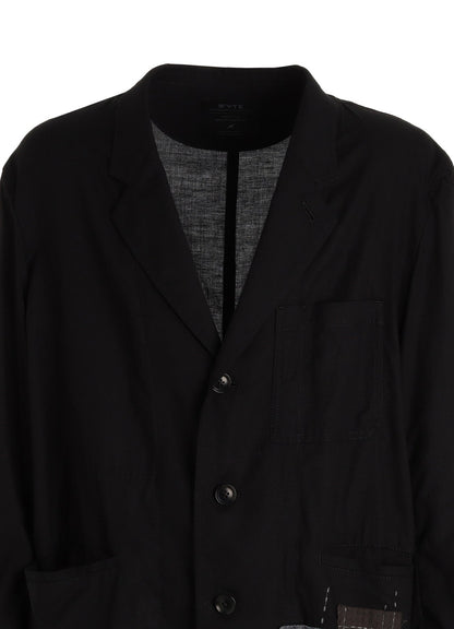 ORGANIC COTTON WASHER ASYMMETRIC SASHIKO EMBROIDERY JACKET