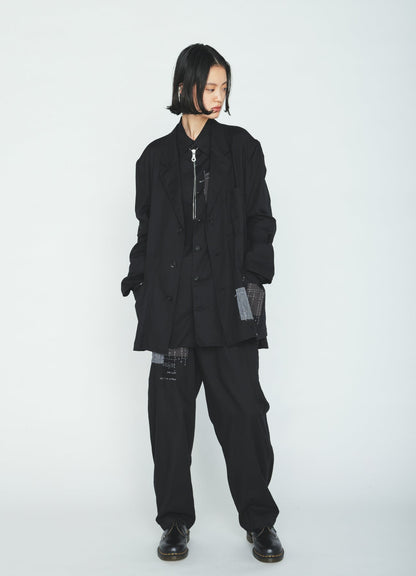 ORGANIC COTTON WASHER ASYMMETRIC SASHIKO EMBROIDERY JACKET