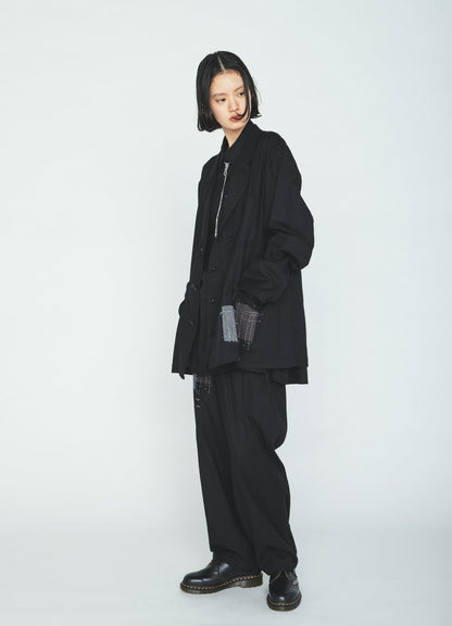 ORGANIC COTTON WASHER ASYMMETRIC SASHIKO EMBROIDERY JACKET
