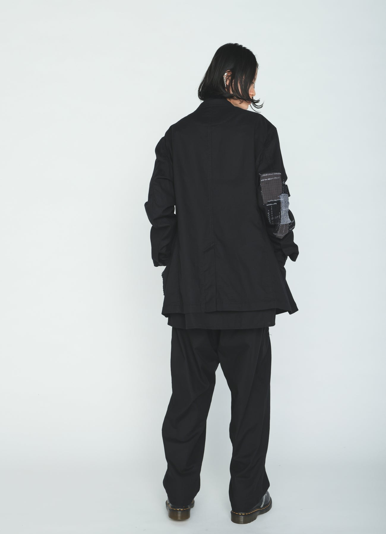 ORGANIC COTTON WASHER ASYMMETRIC SASHIKO EMBROIDERY JACKET