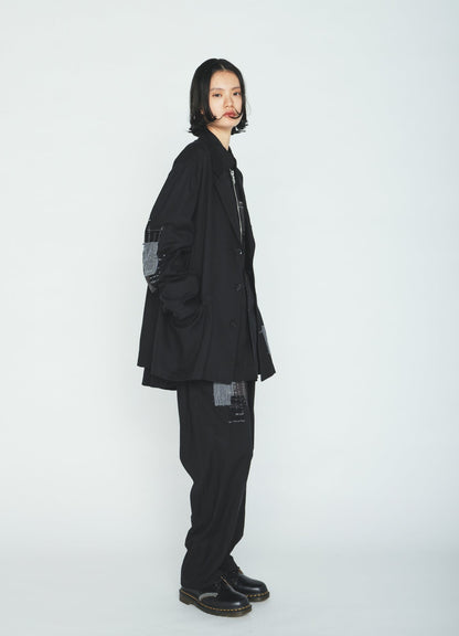 ORGANIC COTTON WASHER ASYMMETRIC SASHIKO EMBROIDERY JACKET