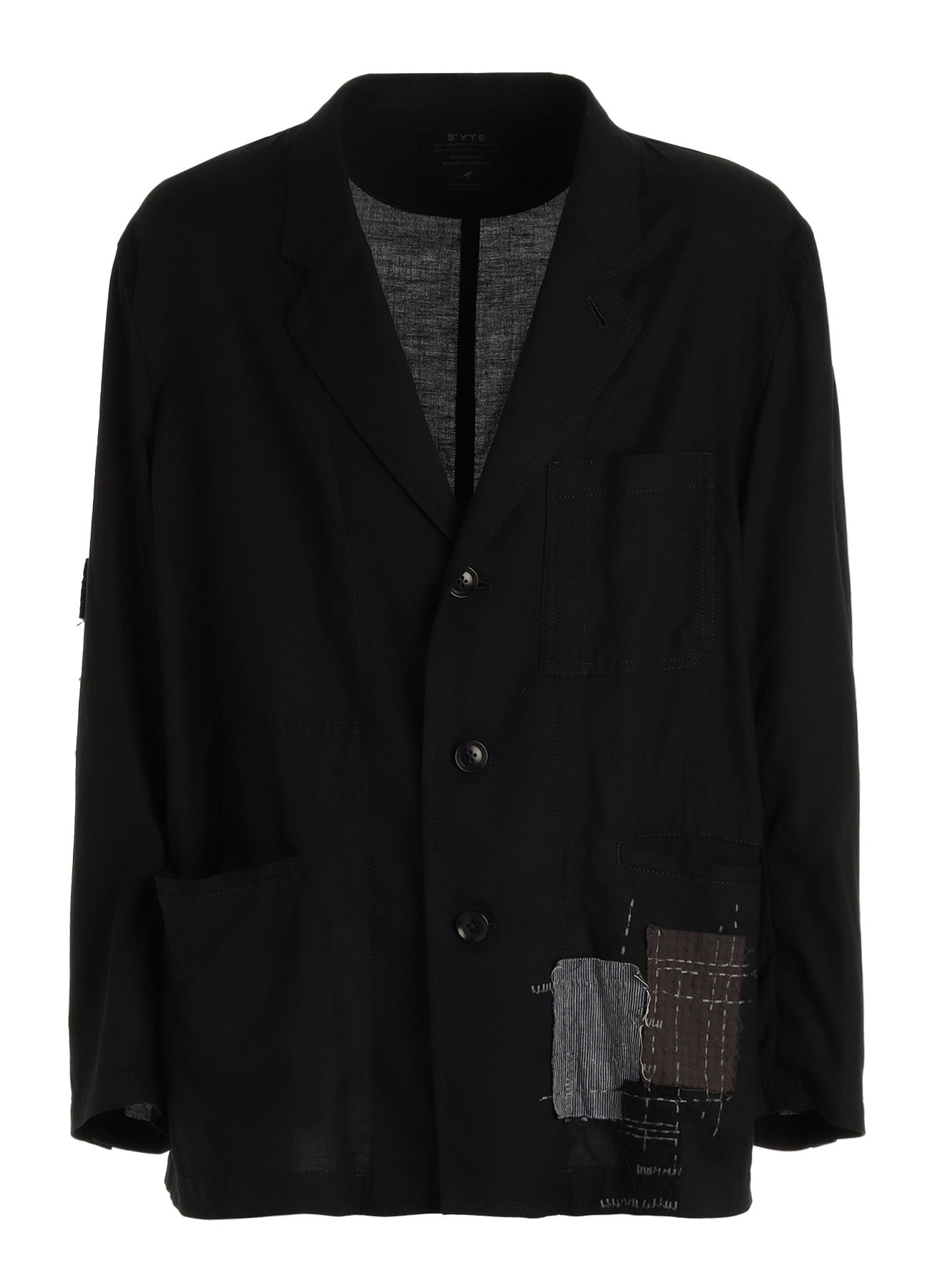 ORGANIC COTTON WASHER ASYMMETRIC SASHIKO EMBROIDERY JACKET