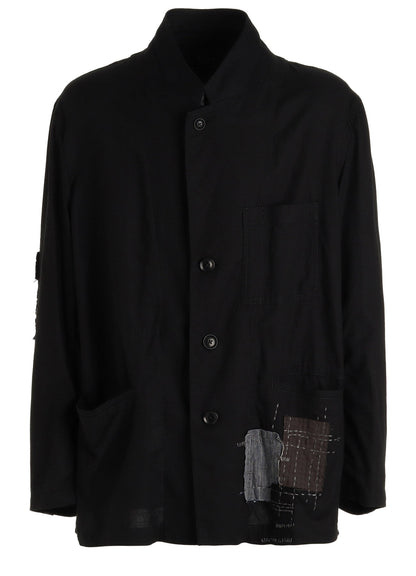 ORGANIC COTTON WASHER ASYMMETRIC SASHIKO EMBROIDERY JACKET