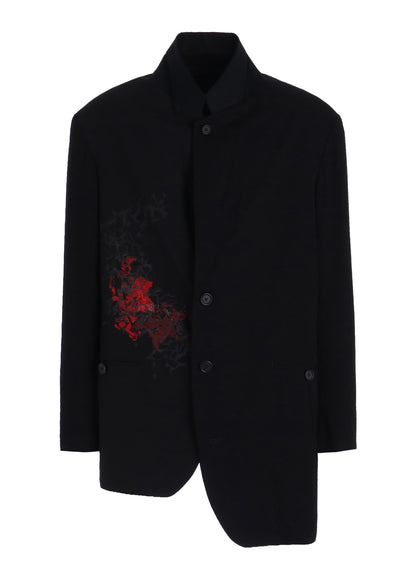HIGH-TWIST TA/VIS “Y” LETTER AND RED FLOWER PRINT ASYMMETRIC JACKET