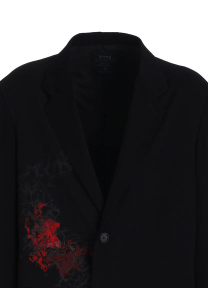 HIGH-TWIST TA/VIS “Y” LETTER AND RED FLOWER PRINT ASYMMETRIC JACKET