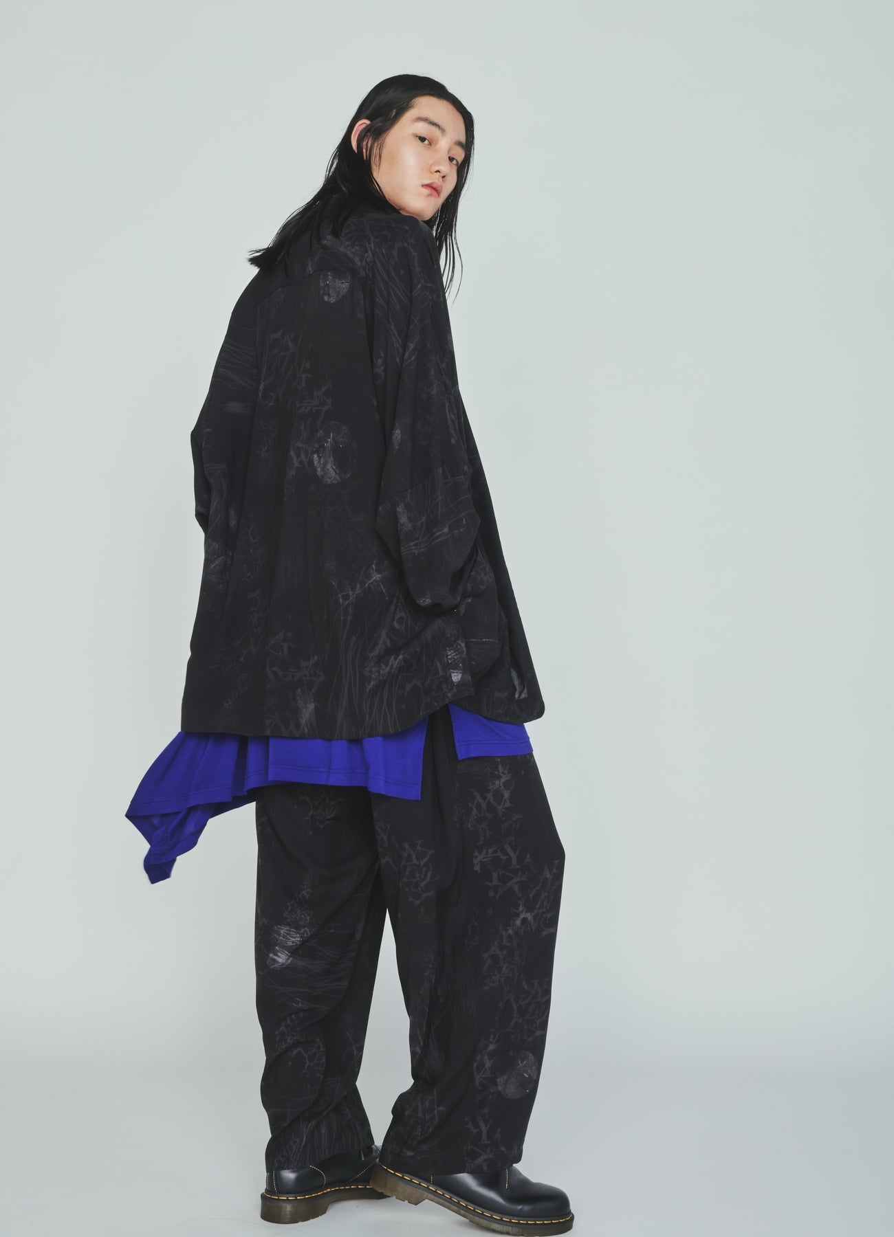 RAYON “Y” LETTER AND SUN‑MOON PRINT RAGLAN JACKET