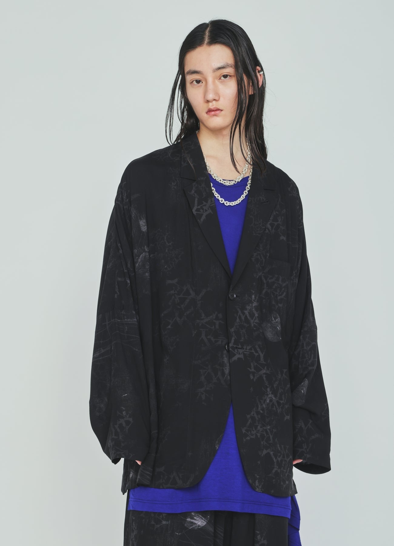 RAYON “Y” LETTER AND SUN‑MOON PRINT RAGLAN JACKET