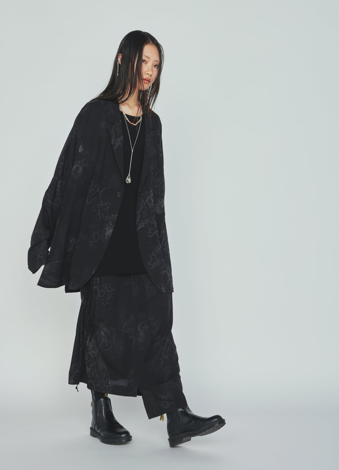 RAYON “Y” LETTER AND SUN‑MOON PRINT RAGLAN JACKET