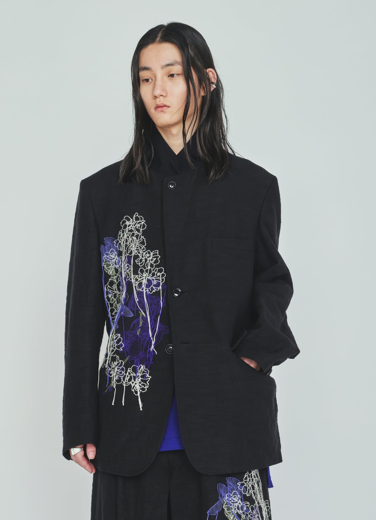 COTTON/LINEN FLOWER EMBROIDERY JACKET – THE SHOP YOHJI YAMAMOTO