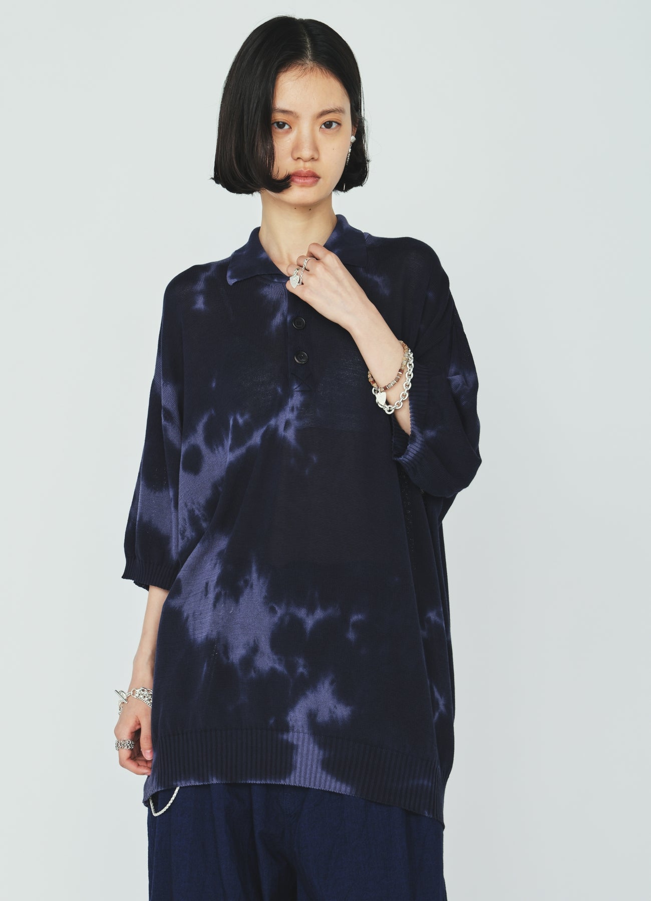 CHUSEN-DYED COMPACT TWIST POLO SHIRT
