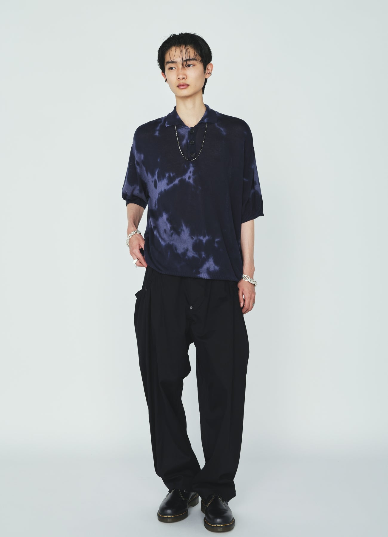 CHUSEN-DYED COMPACT TWIST POLO SHIRT