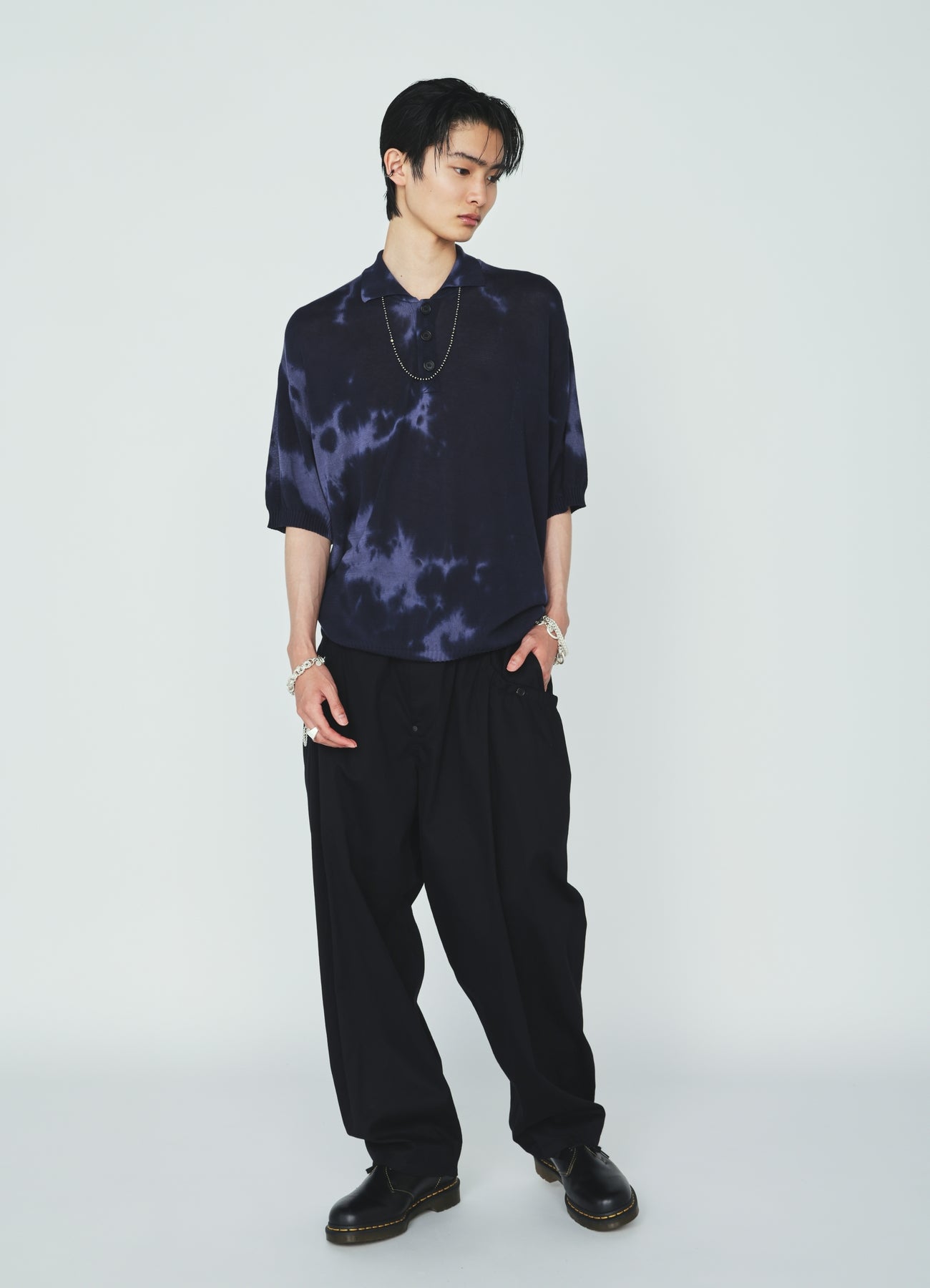 CHUSEN-DYED COMPACT TWIST POLO SHIRT