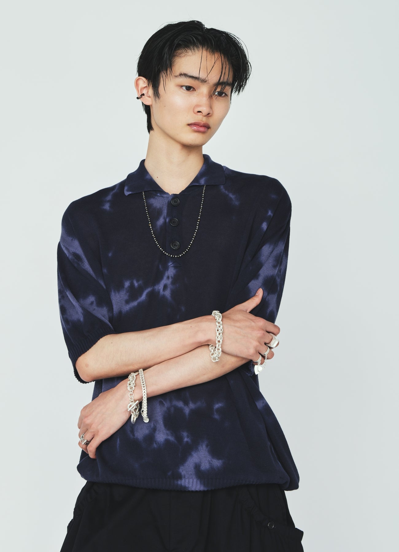CHUSEN-DYED COMPACT TWIST POLO SHIRT