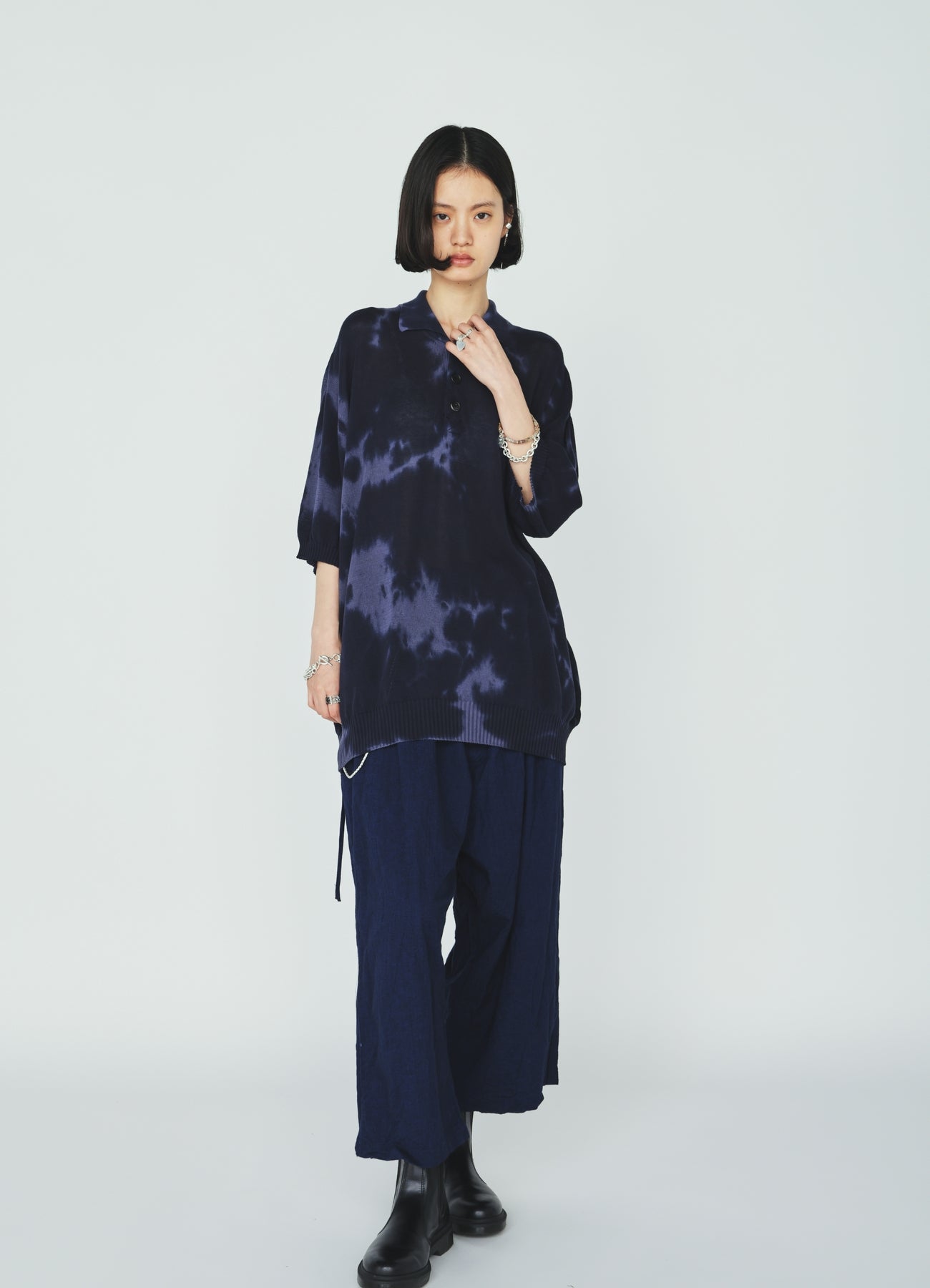 CHUSEN-DYED COMPACT TWIST POLO SHIRT