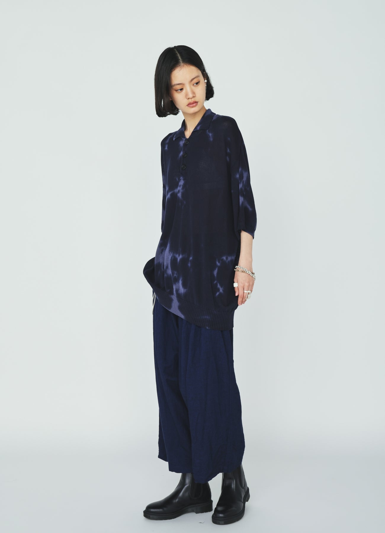 CHUSEN-DYED COMPACT TWIST POLO SHIRT