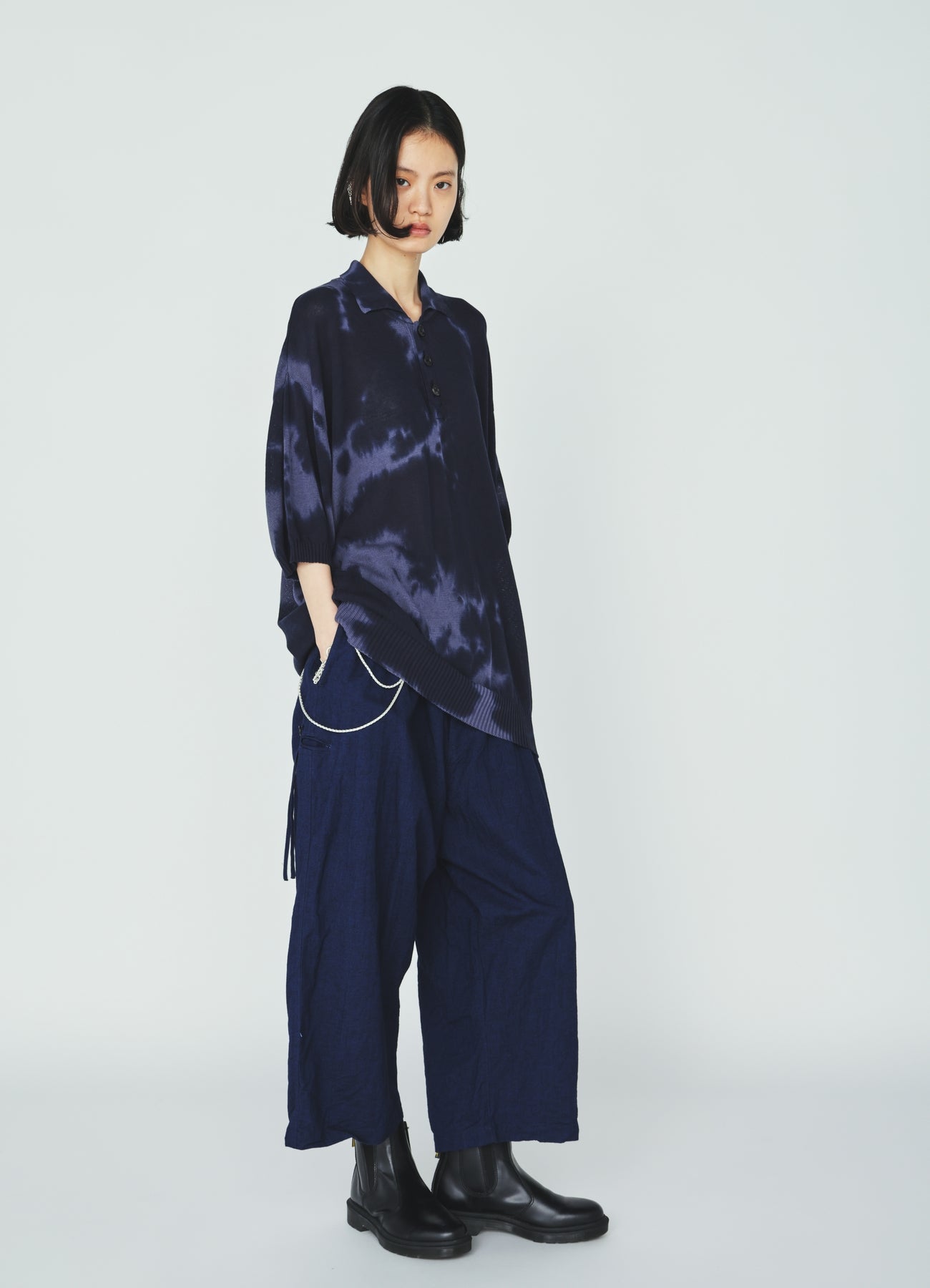 CHUSEN-DYED COMPACT TWIST POLO SHIRT