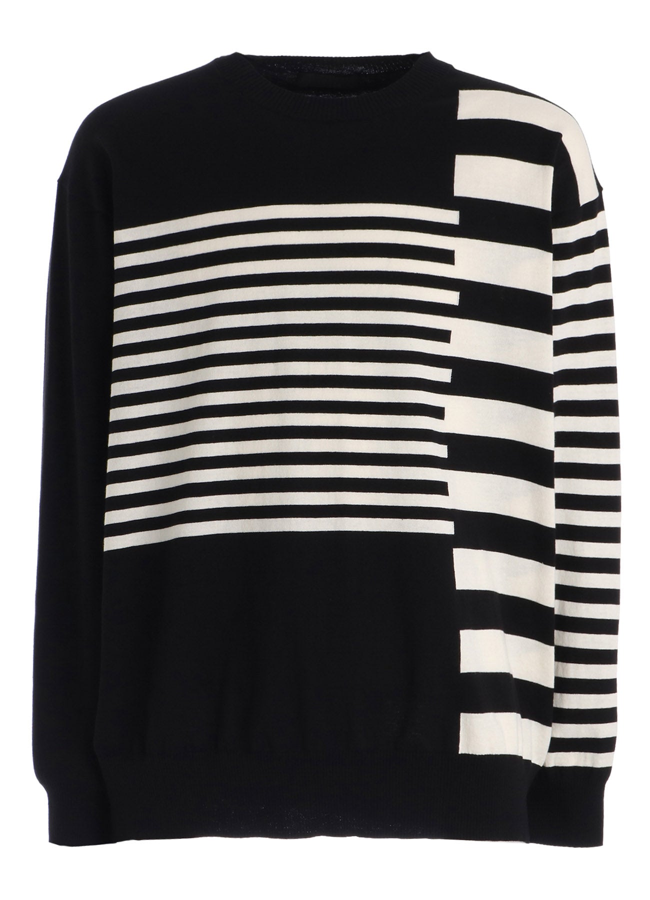 COTTON HIGH-TWIST INTARSIA BORDER PULLOVER