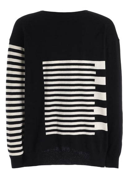 COTTON HIGH-TWIST INTARSIA BORDER CARDIGAN