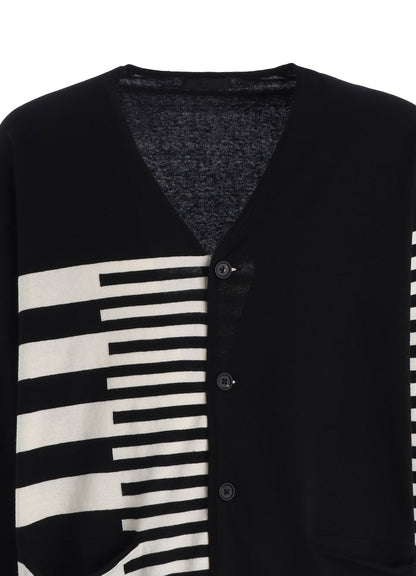 COTTON HIGH-TWIST INTARSIA BORDER CARDIGAN