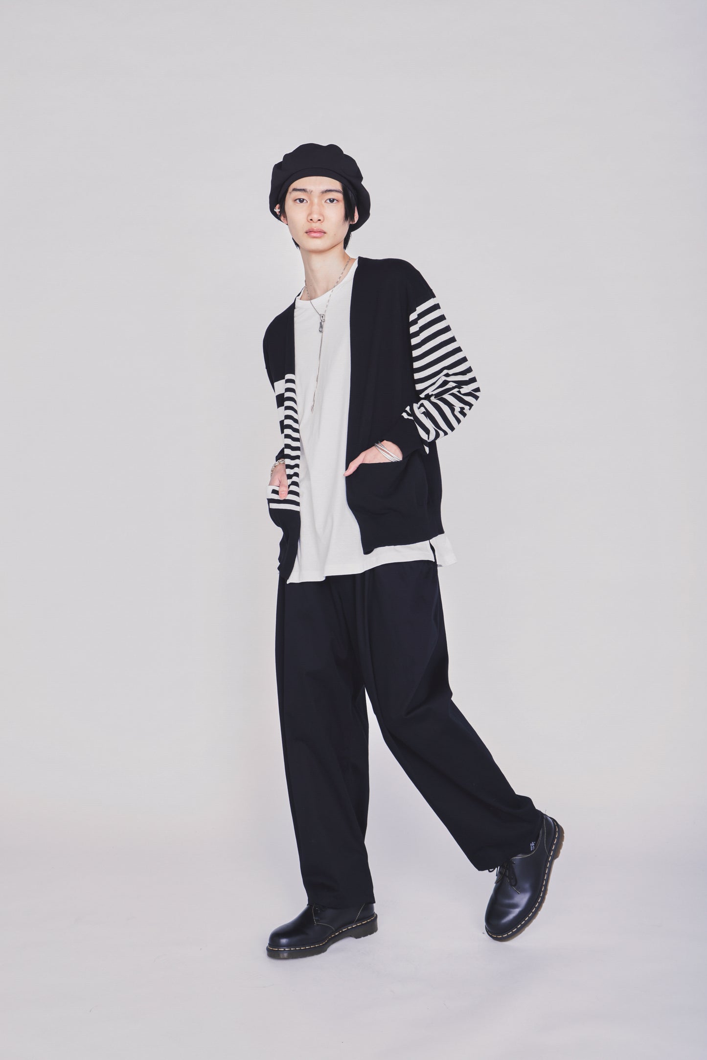 COTTON HIGH-TWIST INTARSIA BORDER CARDIGAN