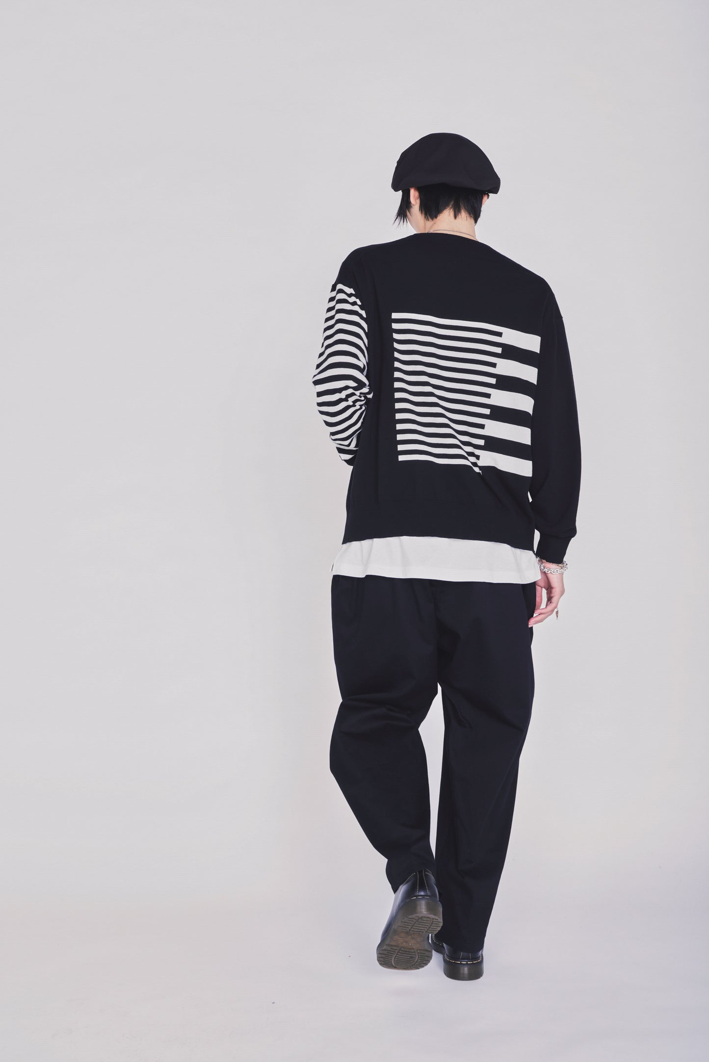 COTTON HIGH-TWIST INTARSIA BORDER CARDIGAN