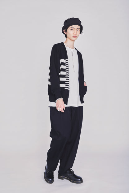 COTTON HIGH-TWIST INTARSIA BORDER CARDIGAN