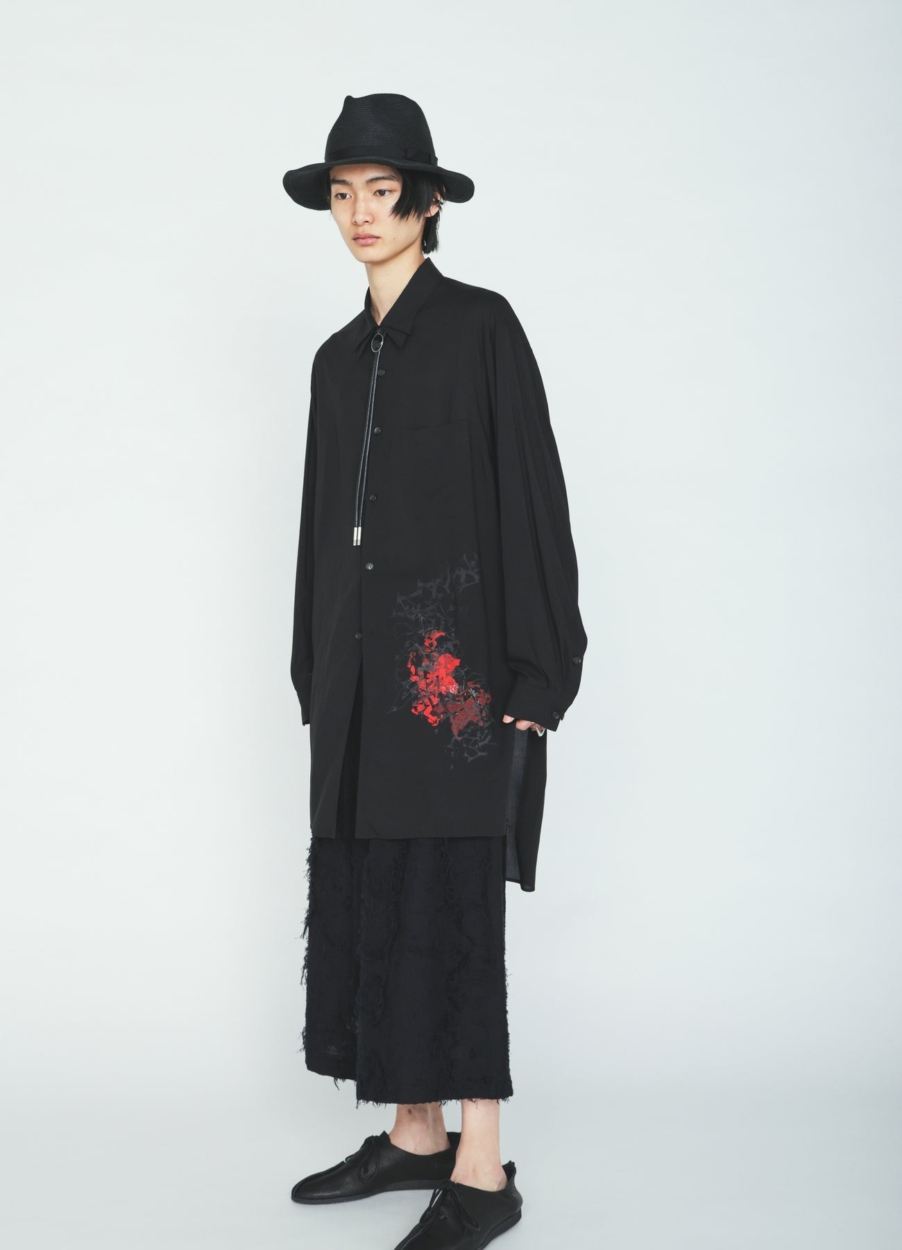 COTTON BOTANICAL SHEER JACQUARD CULOTTE PANTS