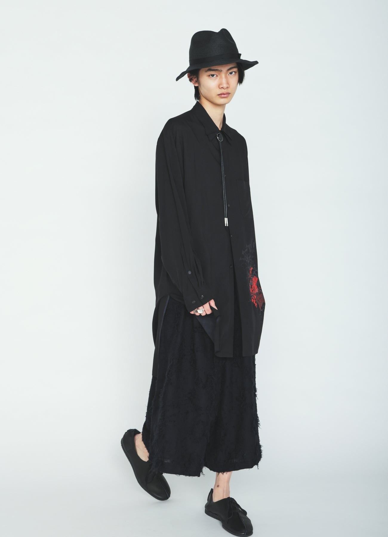 COTTON BOTANICAL SHEER JACQUARD CULOTTE PANTS