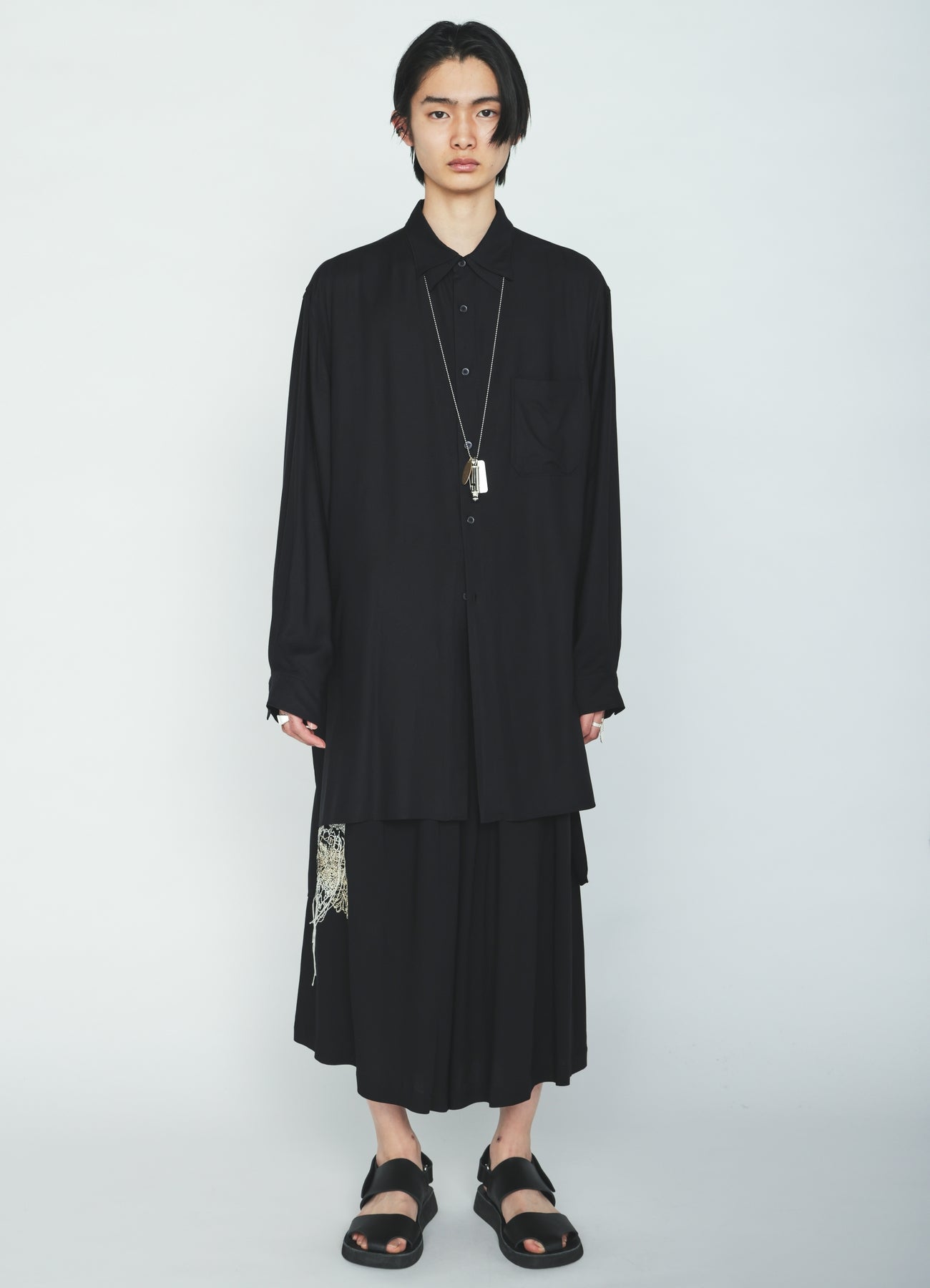 RAYON TWILL SKULL EMBROIDERY CULOTTE PANTS