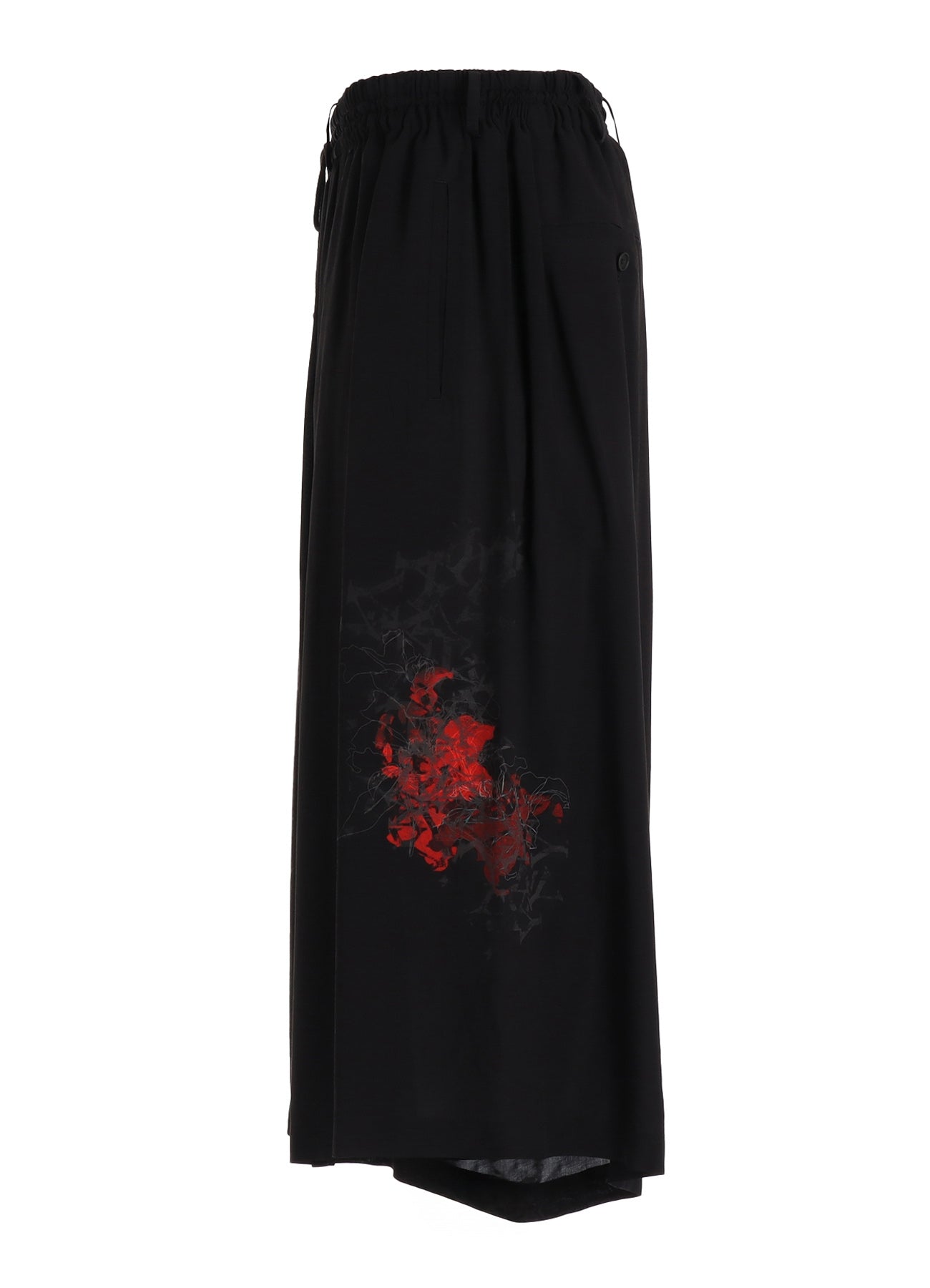 RAYON “Y” LETTER AND RED FLOWER PRINT CULOTTE PANTS