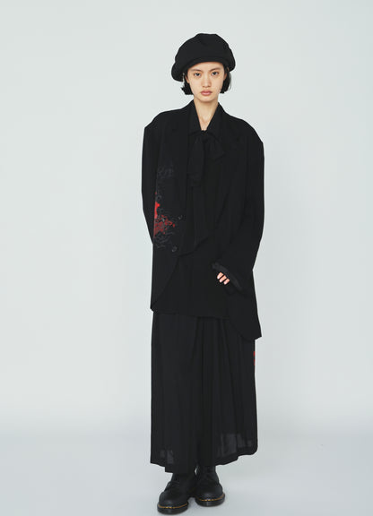 RAYON “Y” LETTER AND RED FLOWER PRINT CULOTTE PANTS