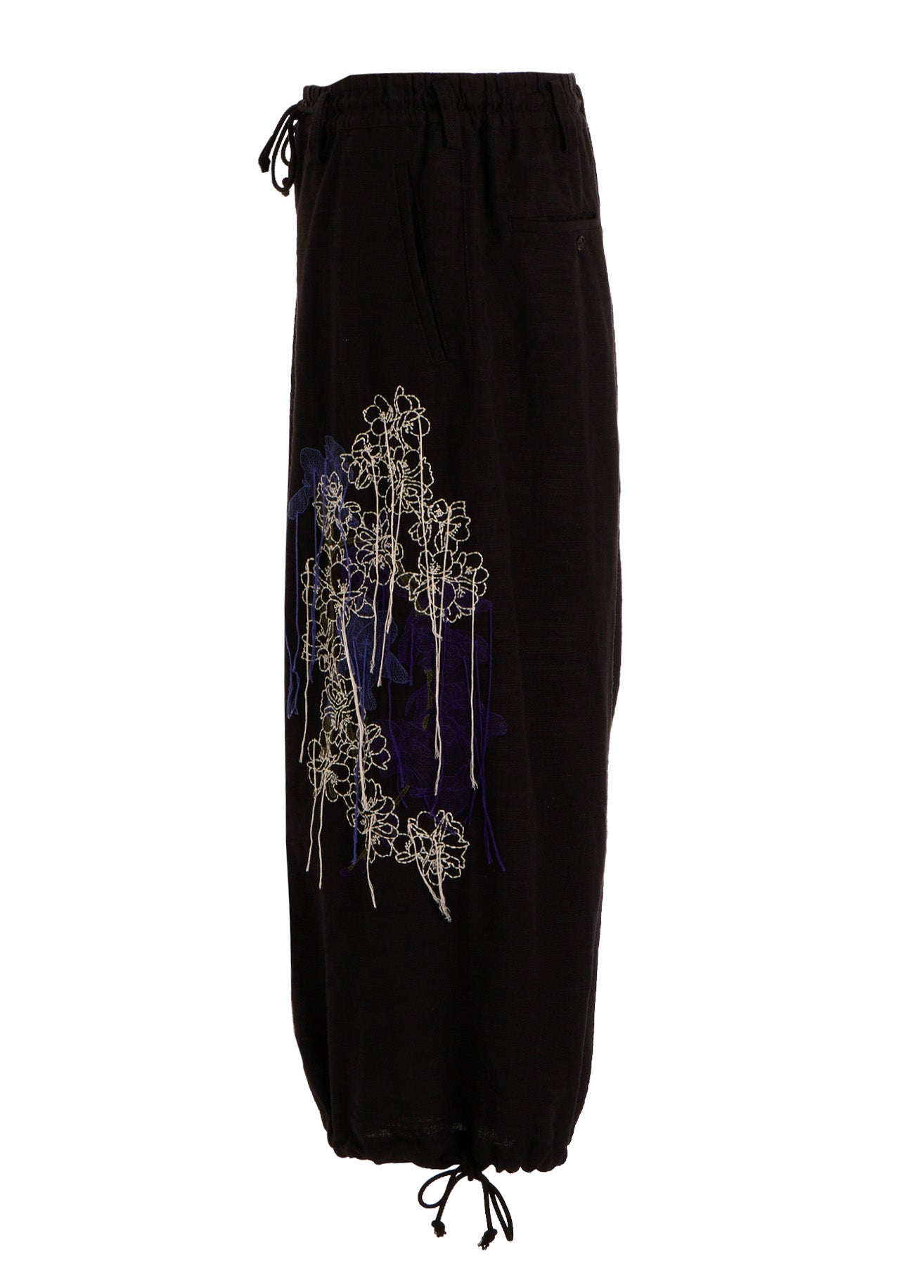 COTTON/LINEN FLOWER EMBROIDERY HAKAMA BALLOON PANTS – THE SHOP